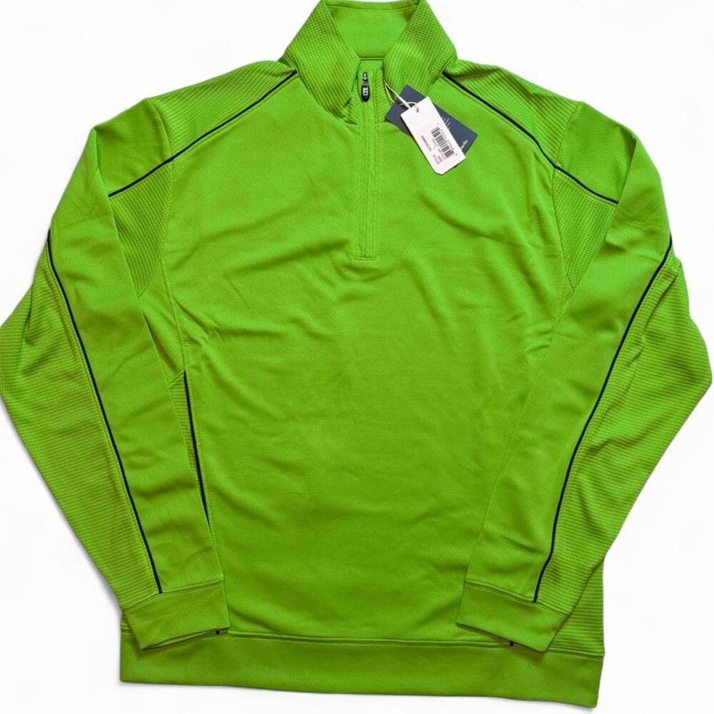 Cutter & Buck Golf 1/4 Zip Pullover Green with Black Stitching size large dimens
